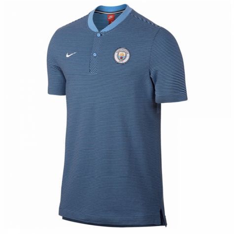 [해외][Order] 17-18 Manchester City Authentic Grand Slam Polo Shirt - Blue