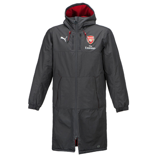17-18 Arsenal Long Bench Jacket - Grey/Red