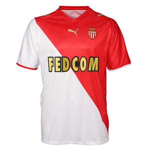 08-09 AS Monaco Home + 10 J. Y. PARK + Ligue 1 Patch + HSBC Sponsor Set (Size:M)