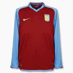 08-09 Aston Villa Home L/S (Authentic /Player Issue) (Size:L)