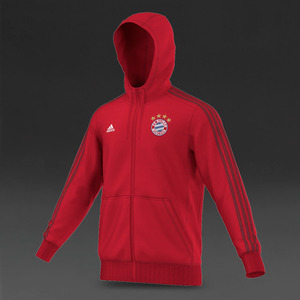 [해외][Order] 15-16 Bayern Munchen 3 Stripe Hooded Zip Top - True Red/Craft Red