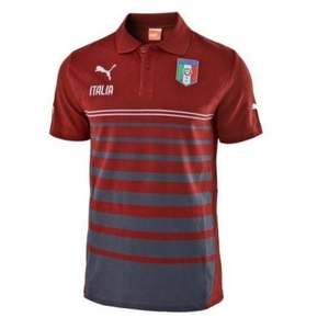 [Order] 14-15 Italy (FIGC) Hooped Polo Shirt (Red) - KIDS