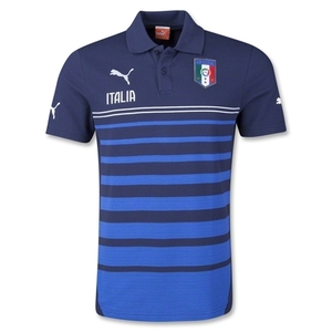 [Order] 14-15 Italy (FIGC) Hooped Polo Shirt (Blue) - KIDS