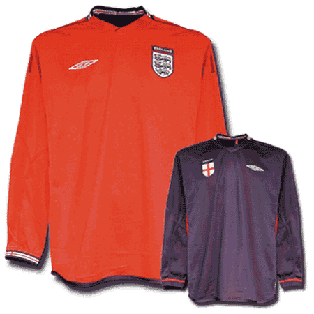 [중고][Used] 02-04 ENGLAND Away L/S + 7 BECKHAM + 2002 World Cup Patch(embroidery) + M.D.T(vs Sweden/embroidery) (Size:L)