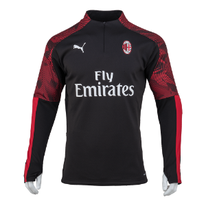 19-20 AC Milan Training Fleece Top - Black