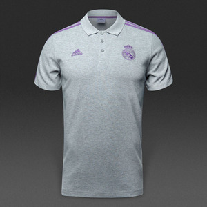 [해외][Order] 16-17 Real Madrid 3 Stripe Polo - Medium Grey Heather/Ray Purple