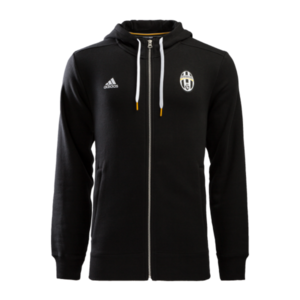 16-17 Juventus 3 Stripe Hooded Zip - Black/White