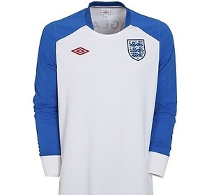[Order]England World Cup Training Jersey 2010/11 - Long Sleeved - White/Victoria Blue - Kids 