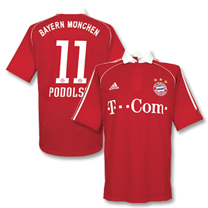 05-07 Bayern Munich Home + 11 PODOLSKI + T.Com Patch (Size:M)